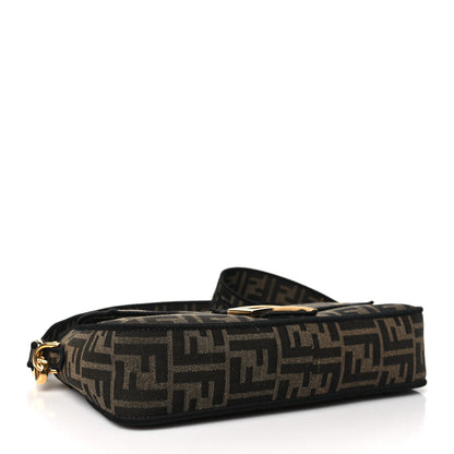 Fendi Fabric Jacquard FF 1974 Medium Baguette Tobacco Moro Black 4 of 9