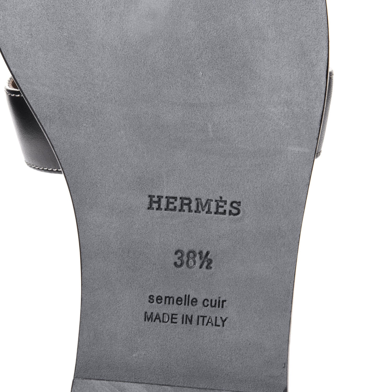Hermes Box Calfskin Oran Sandals 38.5 Black 8 of 11