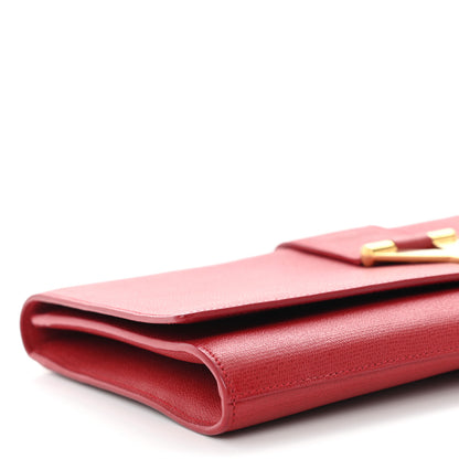 Saint Laurent Textured Calfskin Classic Y Ligne Clutch Red 8 of 10