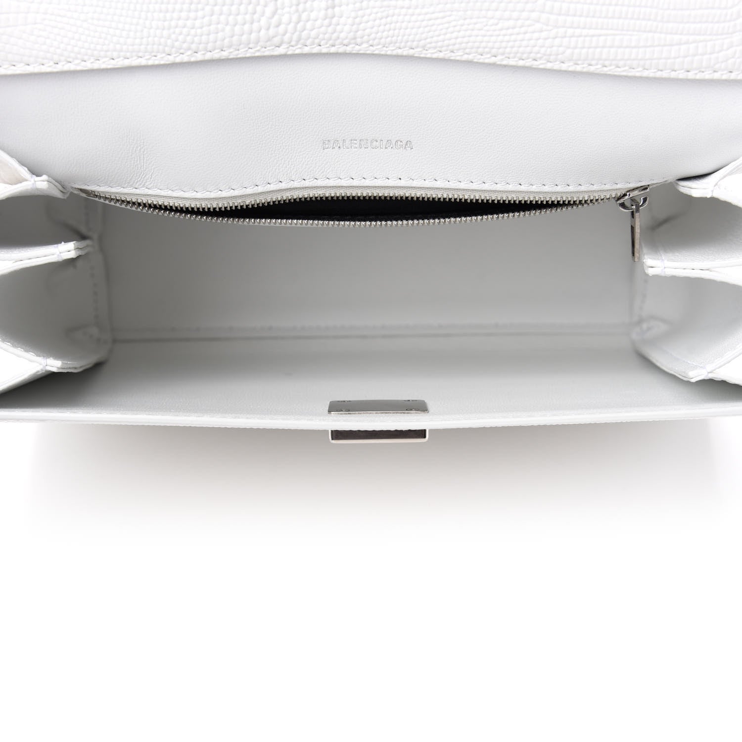 Balenciaga Patent Calfskin Lizard Embossed Medium Ghost Shoulder Bag Optic White 5 of 11