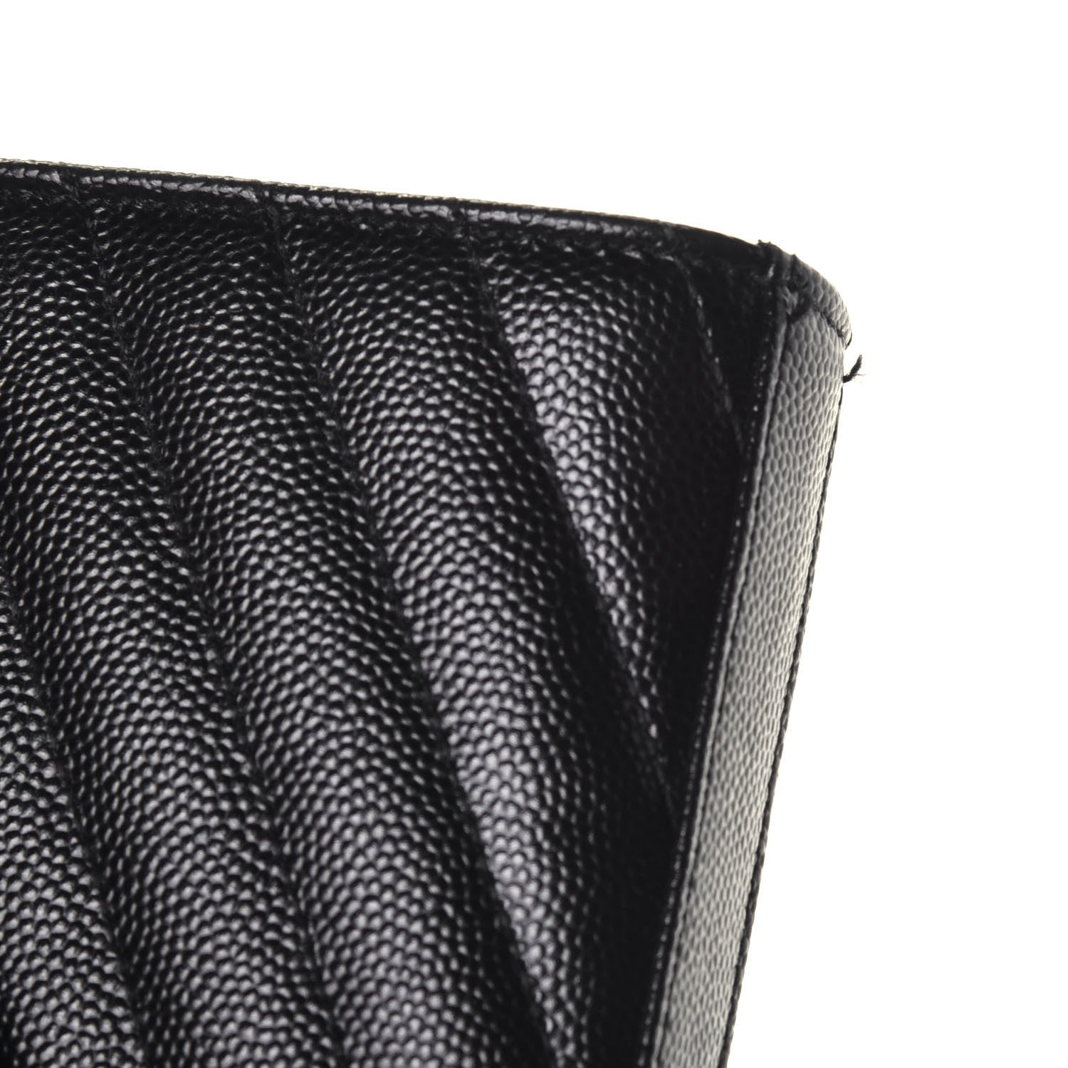 Saint Laurent Grain De Poudre Matelasse Chevron Monogram Chain Wallet Black 10 of 10