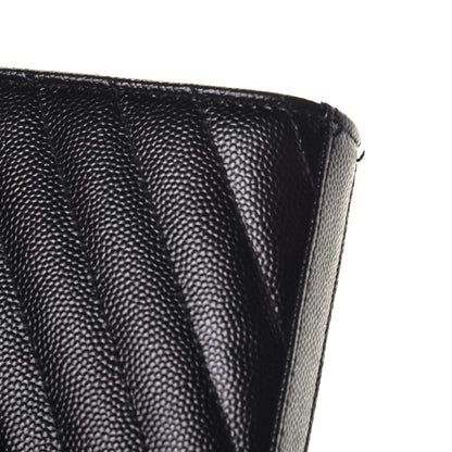 Saint Laurent Grain De Poudre Matelasse Chevron Monogram Chain Wallet Black 10 of 10