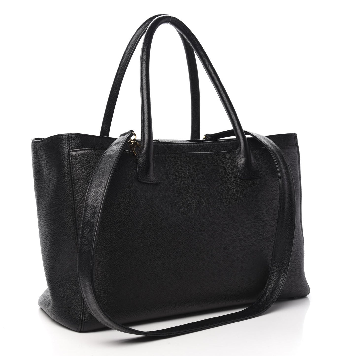 Calfskin Cerf Executive Shopper Tote Black