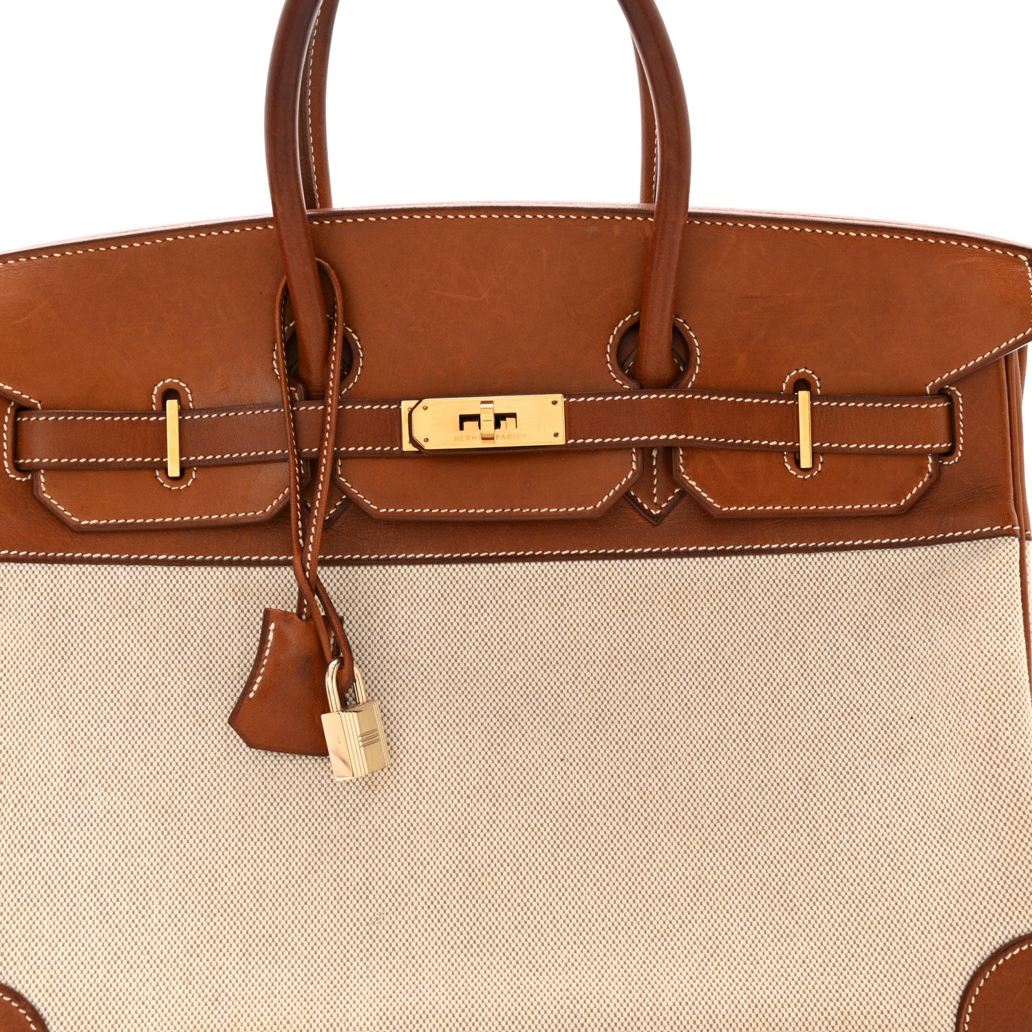 Hermes Toile Barenia Birkin 35 Fauve 8 of 19