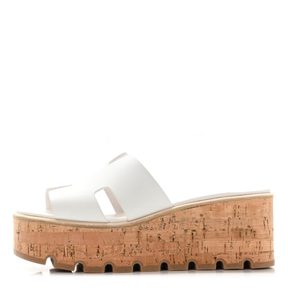 Hermes Calfskin Cork Eze 30 Sandals 38 White 1 of 9