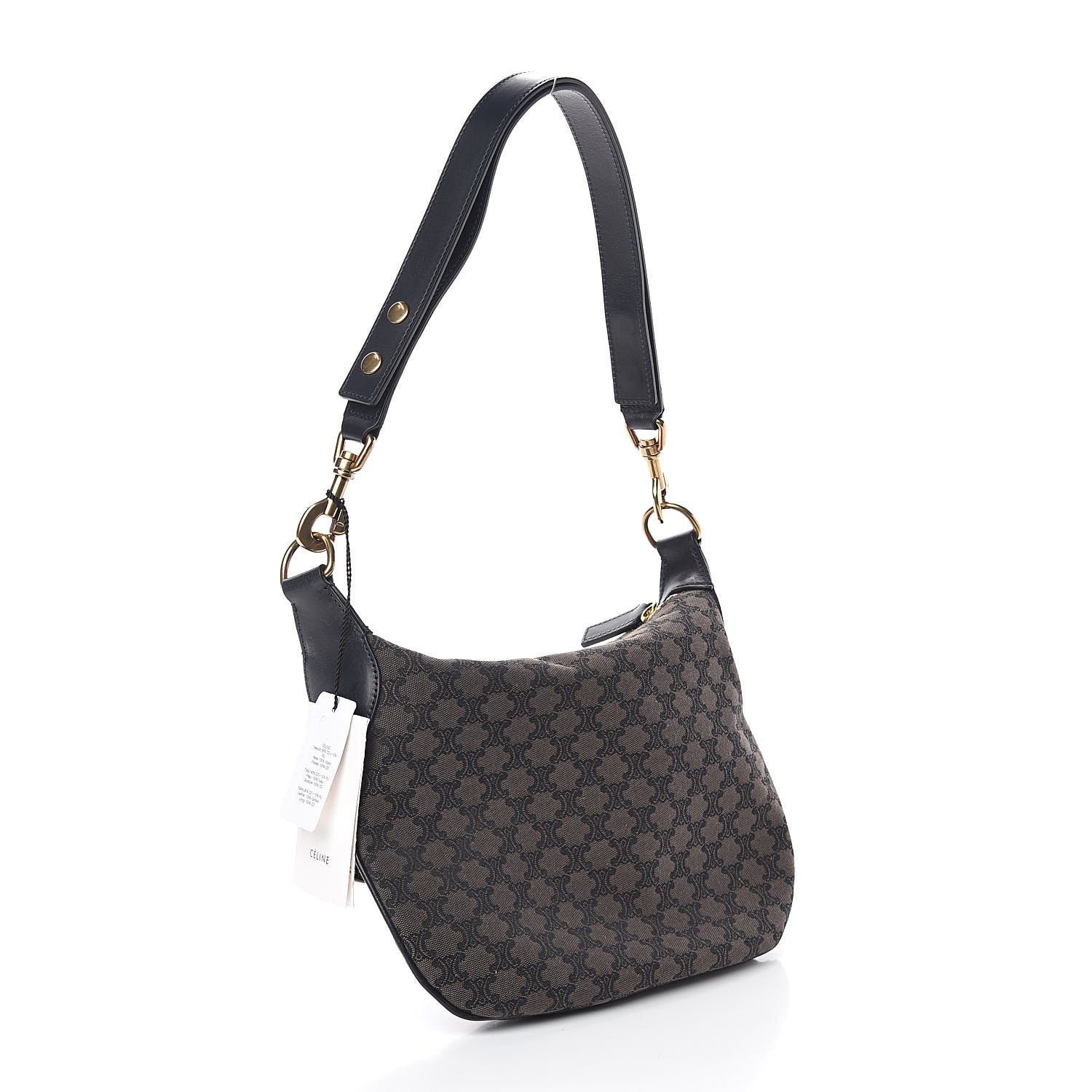 Celine Smooth Calfskin Canvas Triomphe Shoulder Bag Tobacco 3 of 9