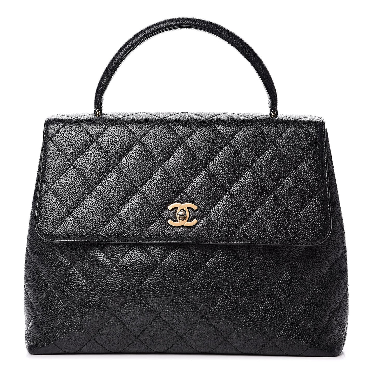 Caviar Quilted Jumbo Kelly Flap Black