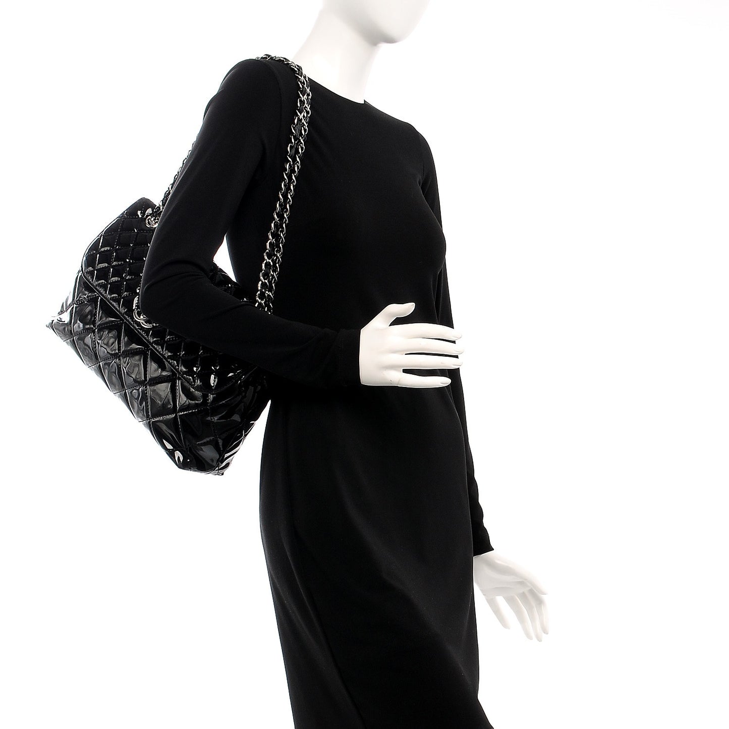 Vinyl Quilted In the Business Flap Bag Black