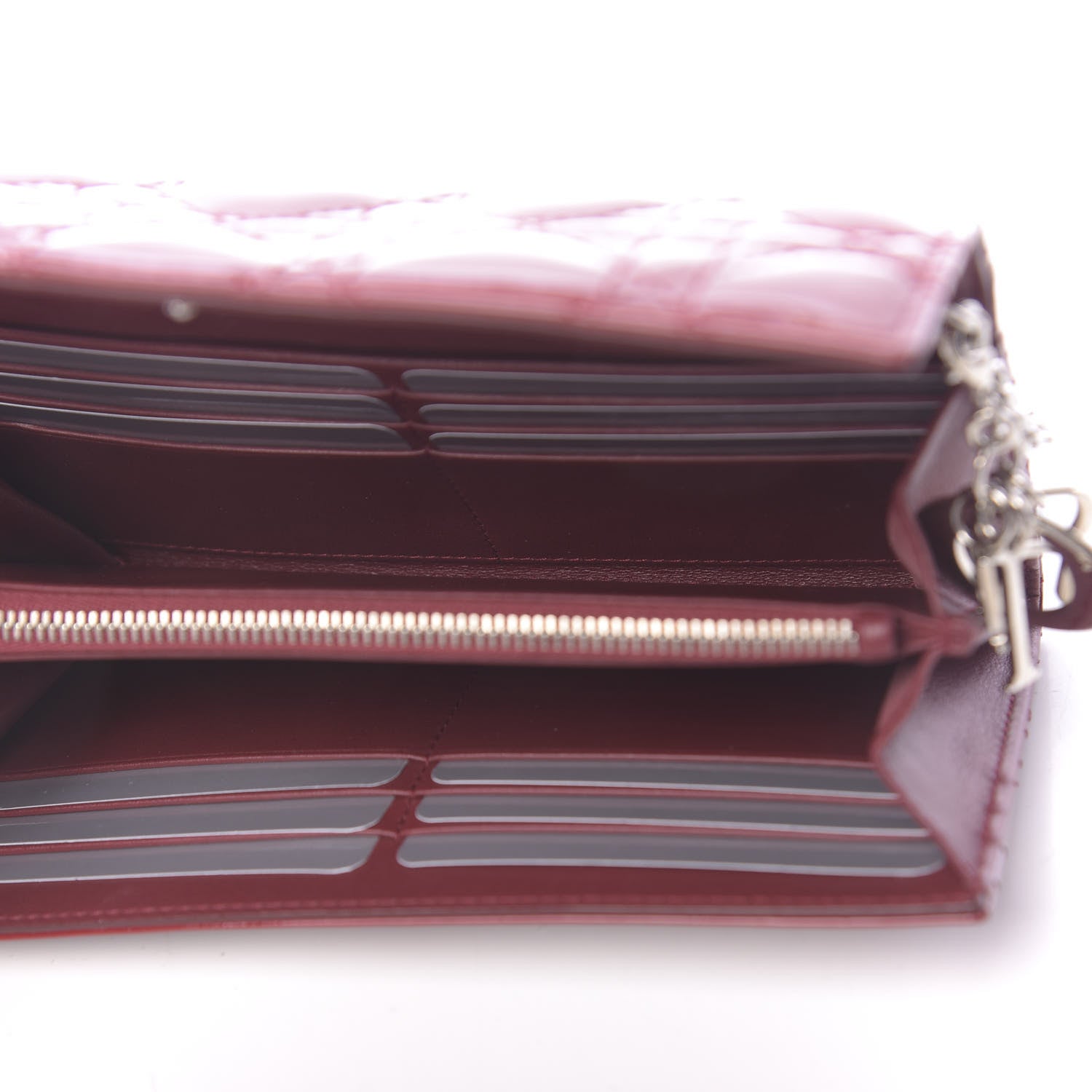 Christian Dior Patent Cannage Lady Dior Rendezvous Wallet On Chain Red 5 of 10