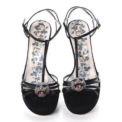 Gucci Velvet Malaga Kid Elias T-Strap Platform High Heel Sandals 41 Black 6 of 10