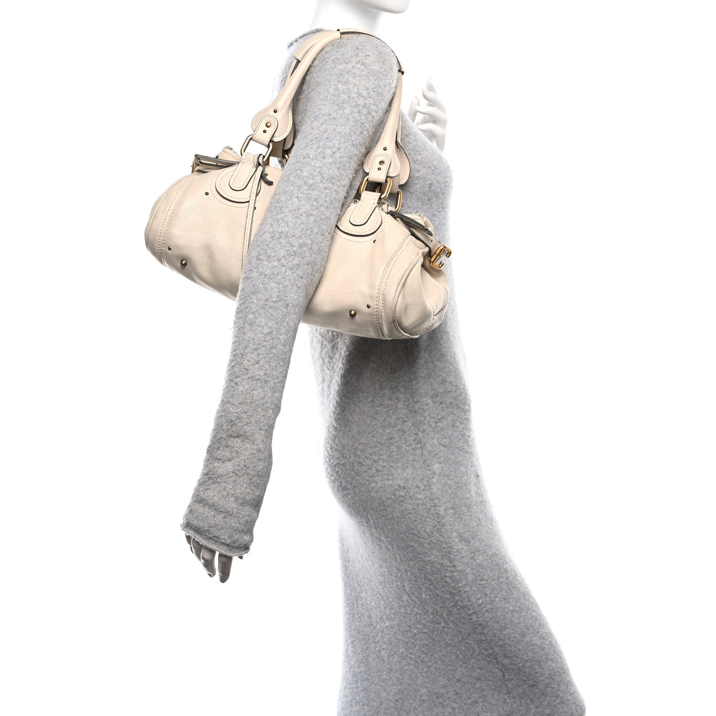 Calfskin Medium Paddington Satchel Ivory