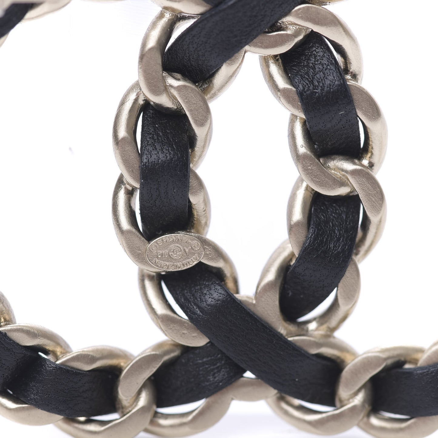 Lambskin Chain CC Brooch Black Gold