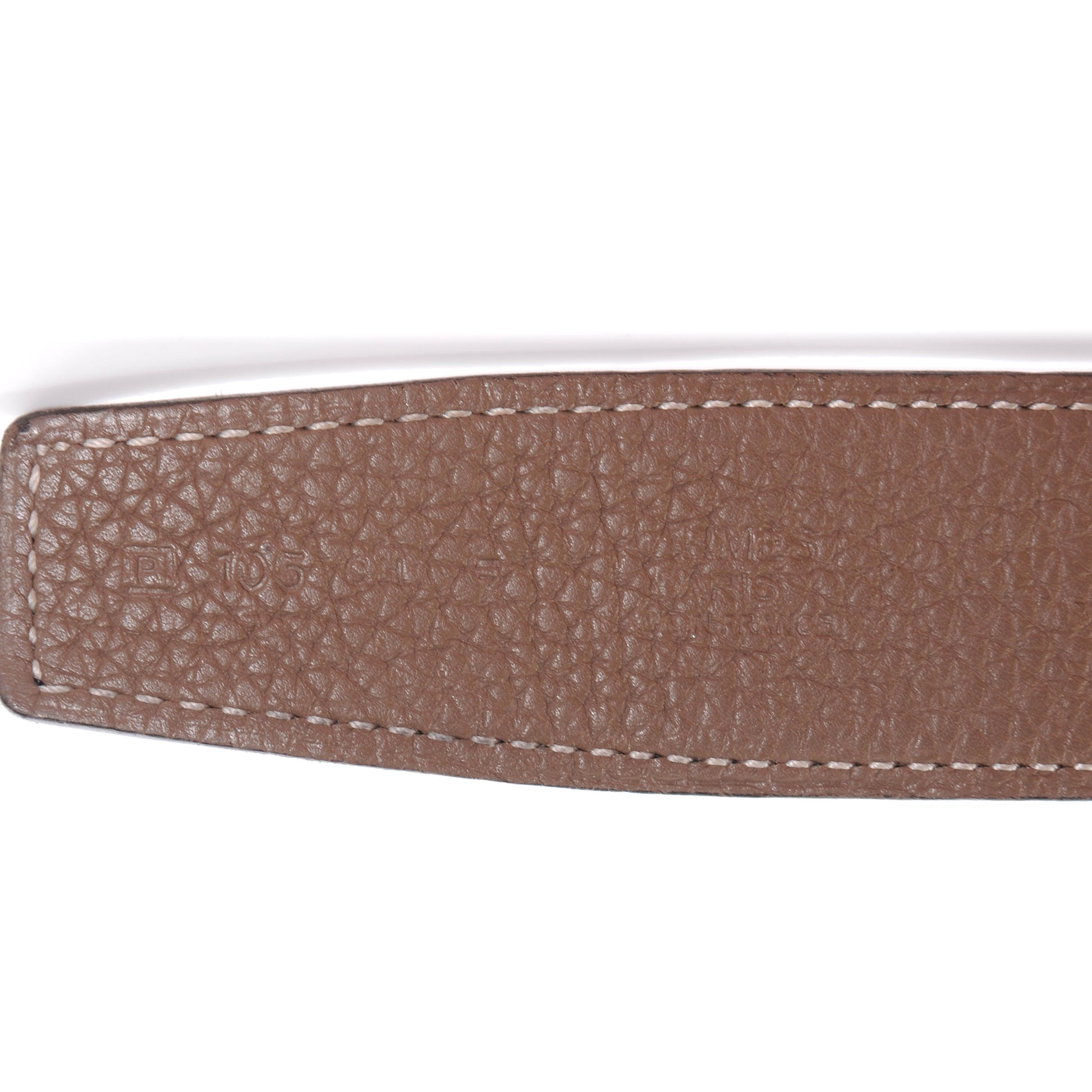 Hermes Togo Box Reversible Quizz H 32mm Belt 105 Etoupe and Noir 4 of 4