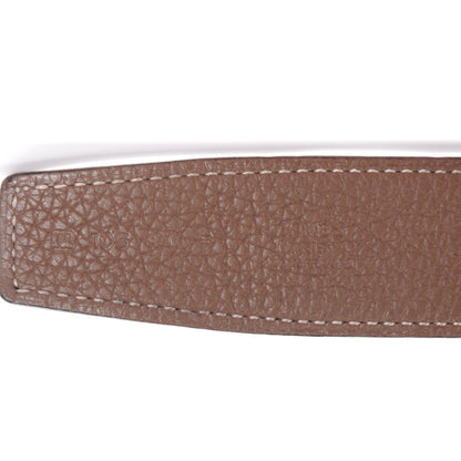 Hermes Togo Box Reversible Quizz H 32mm Belt 105 Etoupe and Noir 4 of 4