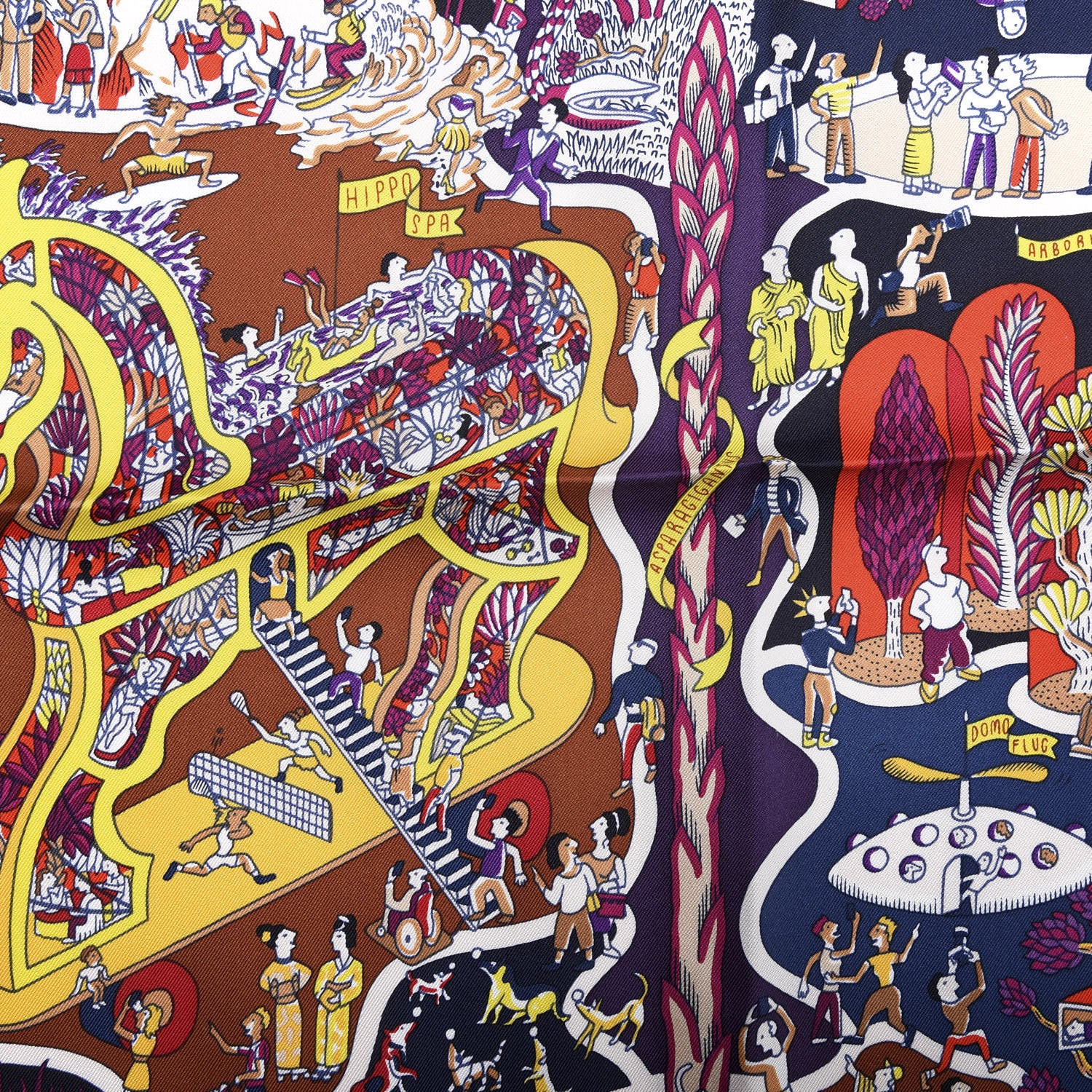 Hermes Silk Exposition Universell Scarf 90 Marine Violet Jaune 3 of 4