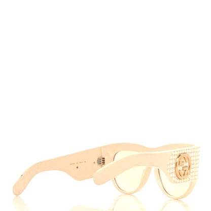 Gucci Acetate Crystal Oversize Hollywood Forever Sunglasses GG0144S Ivory 4 of 9
