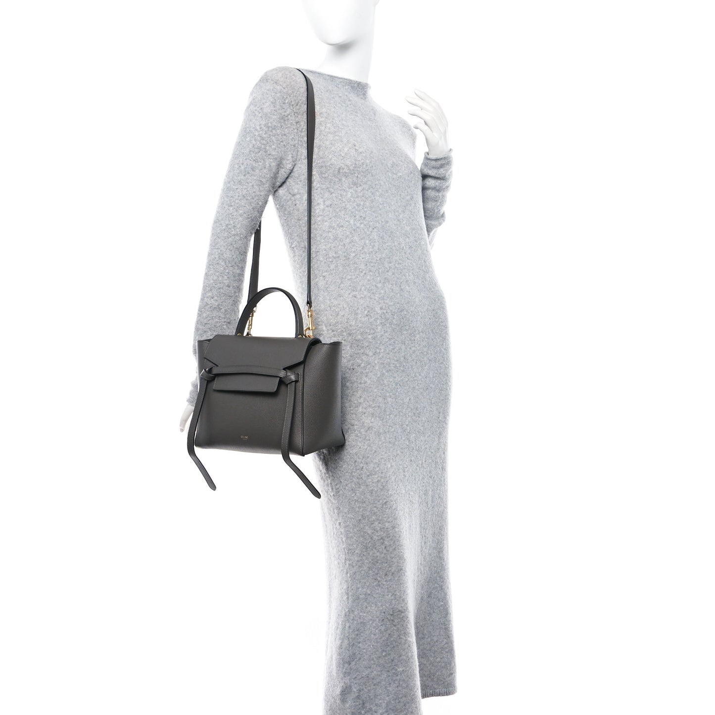 Grained Calfskin Micro Belt Bag Grey