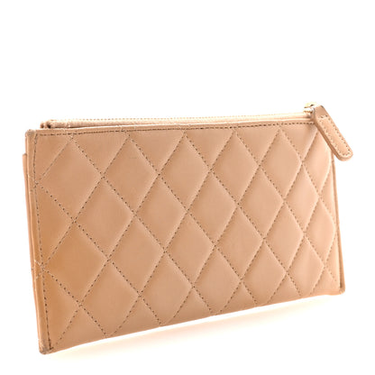 Chanel Lambskin Quilted Classic Zip Boy Pouch Beige 3 of 8