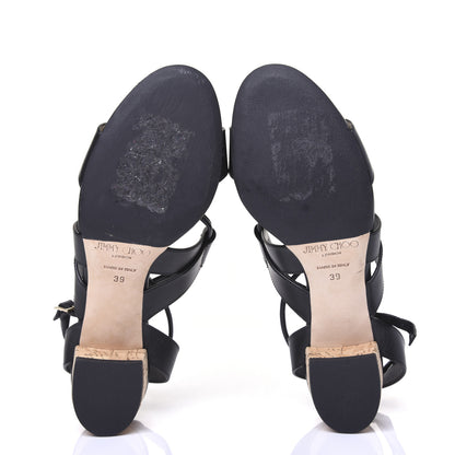 Jimmy Choo Calfskin Margo Ghillie Laced Sandals 39 Black 5 of 8