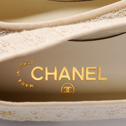 Chanel Crochet Cap Toe Ballerina Flats 36 Beige Black 8 of 11