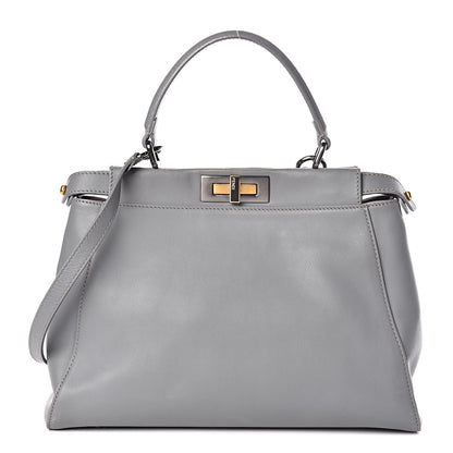 Fendi Vitello Suede Medium Peekaboo Iconic Satchel Grigio Chiaro 1 of 14