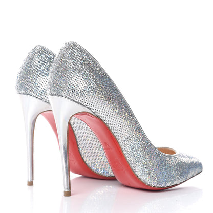 Christian Louboutin Sequin Pigalle Follies 100 Pumps 36 Silver 4 of 9