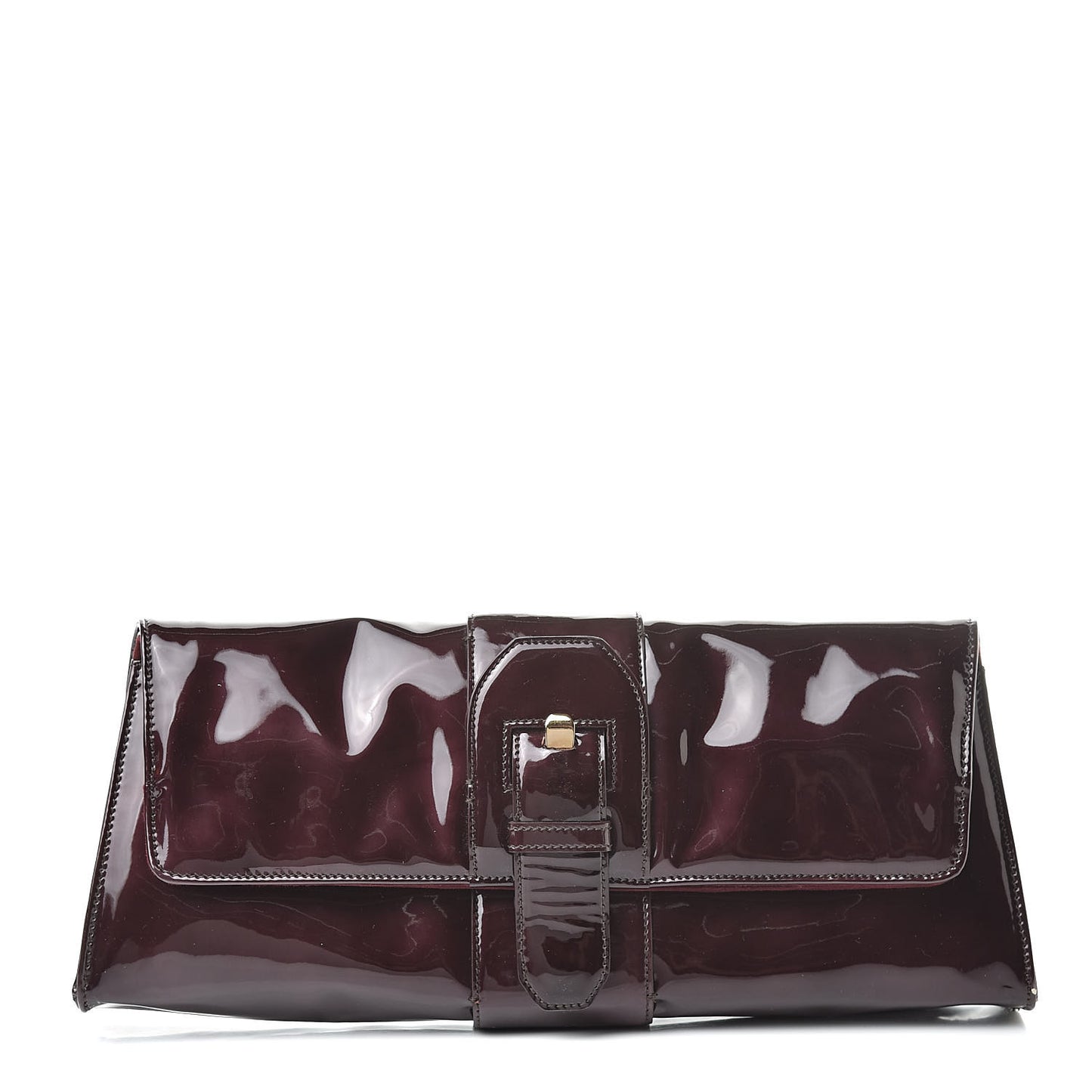 Patent Calfskin Liv Clutch Oxblood