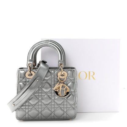 Christian Dior Metallic Lambskin Cannage Small My ABCDior Lady Dior Dark Silver 10 of 10