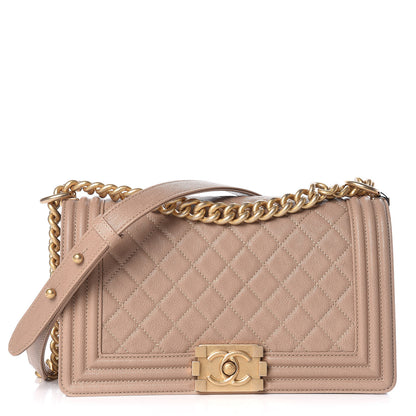 Chanel Caviar Quilted Medium Boy Flap Dark Beige 1 of 10