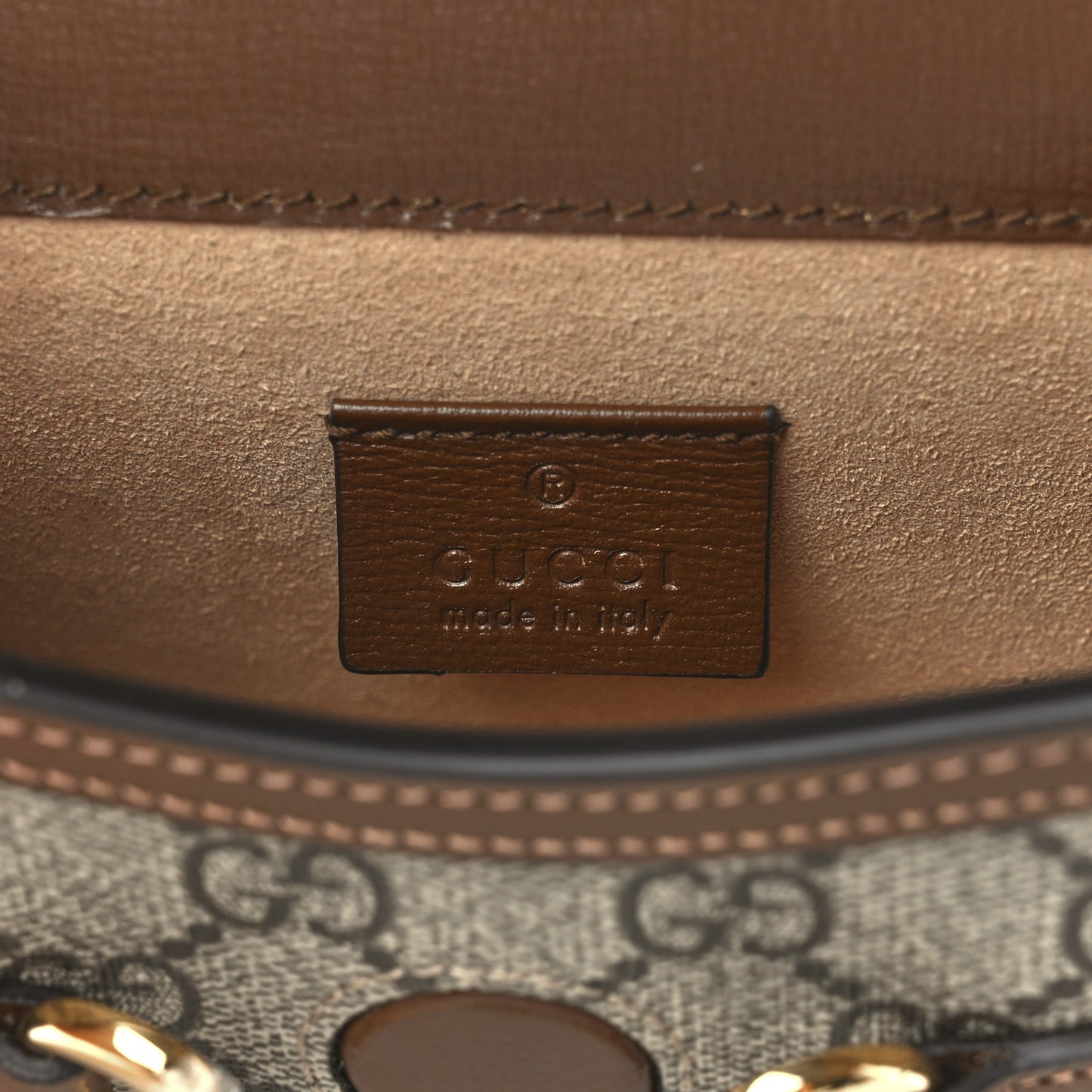 GG Supreme Monogram Mini Horsebit 1955 Shoulder Bag Beige Brown Sugar