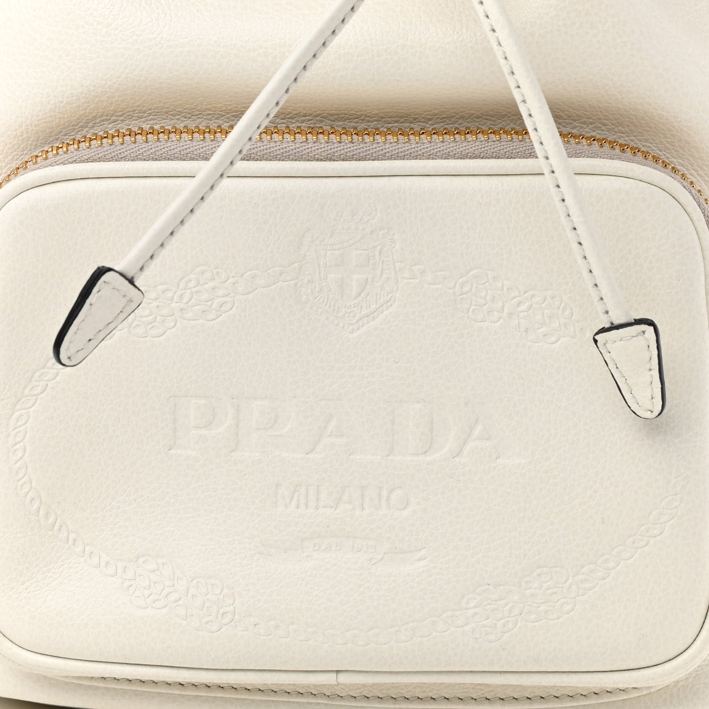 Glace Calfskin Logo Mini Bucket Crossbody Bag White