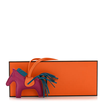 Hermes Milo Lambskin Grigri Rodeo Horse Bag Charm PM Tosca Bleu Izmir Orange 5 of 5