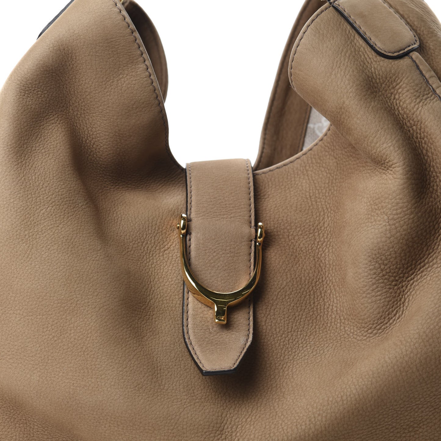 Nubuck Large Soft Stirrup Shoulder Bag Light Brown