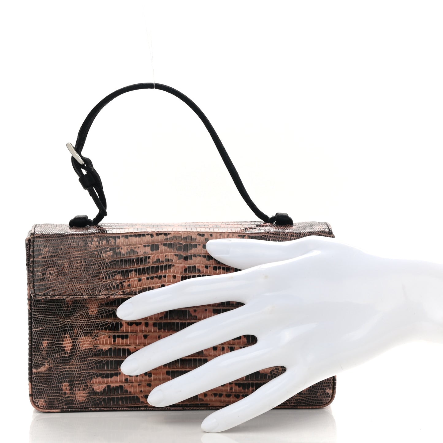 Lizard Satin Strap Clutch Petalo