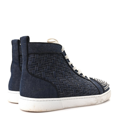 Christian Louboutin Denim Woven Lou Spikes Flat Sneakers 44.5 Blue 5 of 9