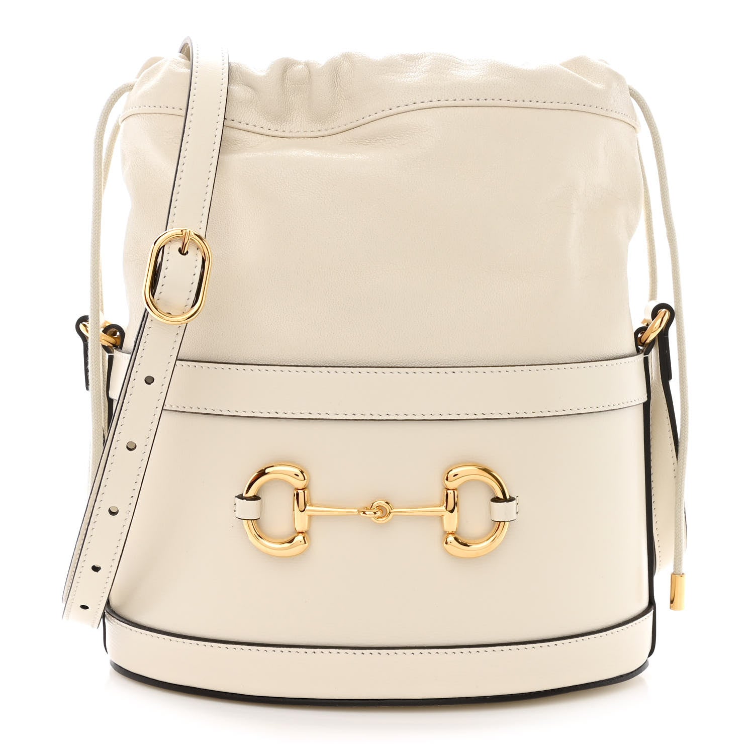 Gucci Azalea Sakai Calfskin Horsebit 1955 Drawstring Bucket Bag Mystic White 1 of 10