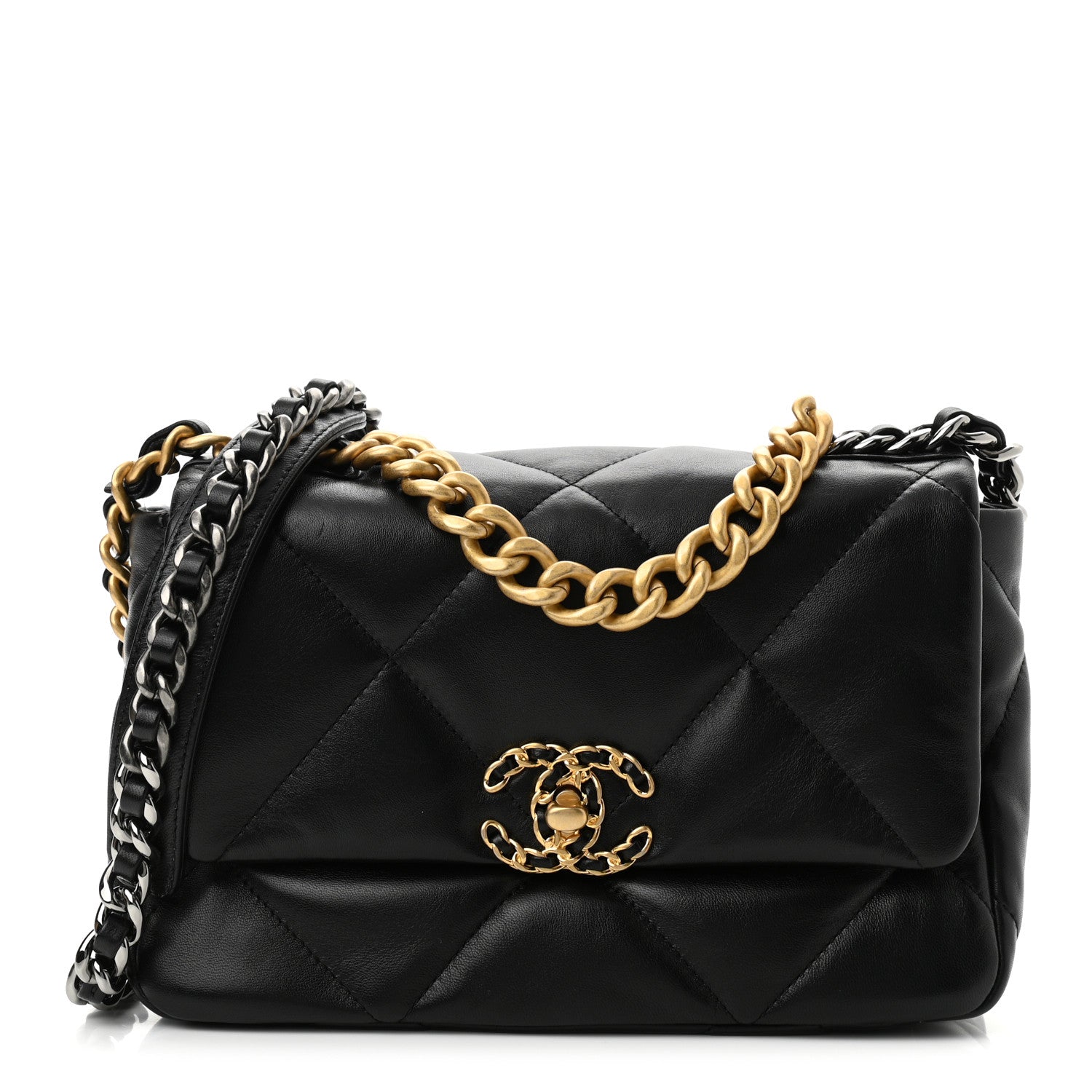 Chanel Shiny Goatskin Quilted Medium Chanel 19 Flap Black 1 of 11