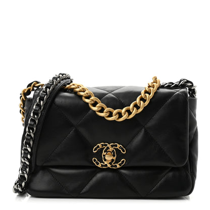 Chanel Shiny Goatskin Quilted Medium Chanel 19 Flap Black 1 of 11