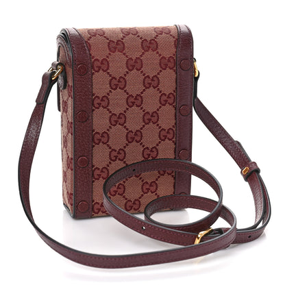 Gucci Monogram Textured Dollar Calfskin Mini Horsebit 1955 Crossbody Bag Sahara Rubino Chardonnay 3 of 9