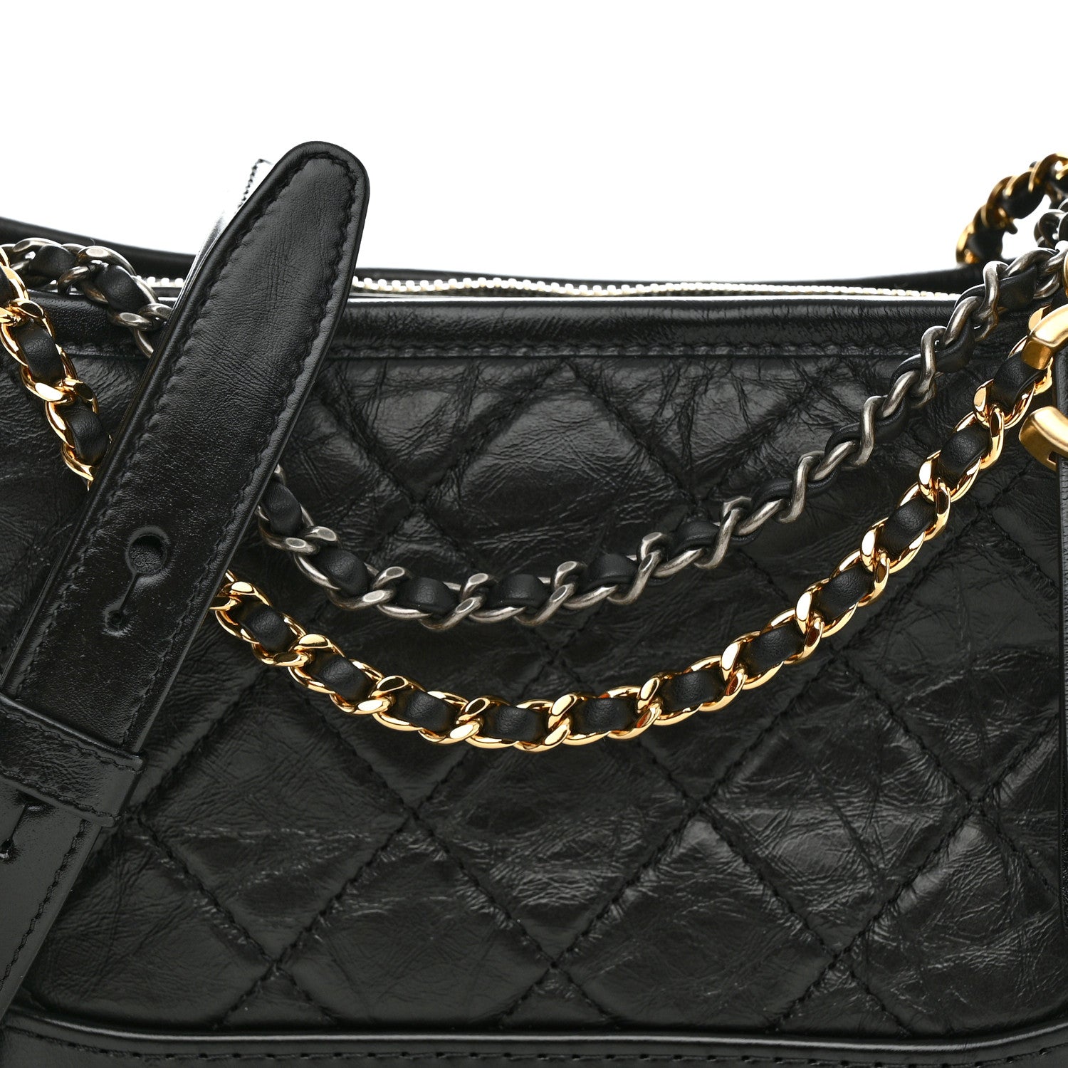 Chanel Aged Calfskin Quilted Small Gabrielle Hobo Black 8 of 12