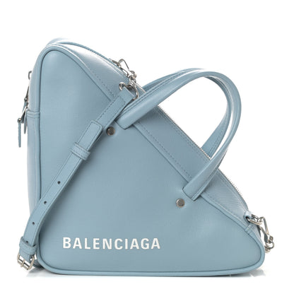 Balenciaga Shiny Day Calfskin Logo S Triangle Duffle Grey Blue White 1 of 9