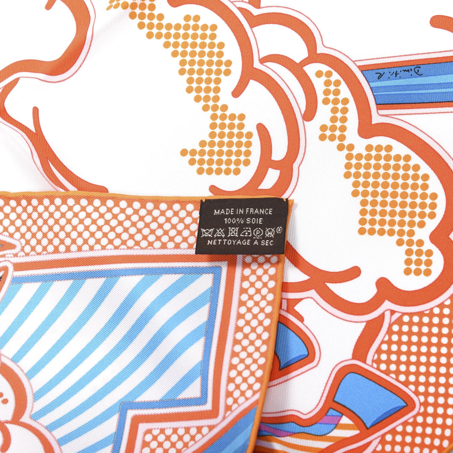 Silk Pegase Pop Pocket Square Orange Turquoise Jaune