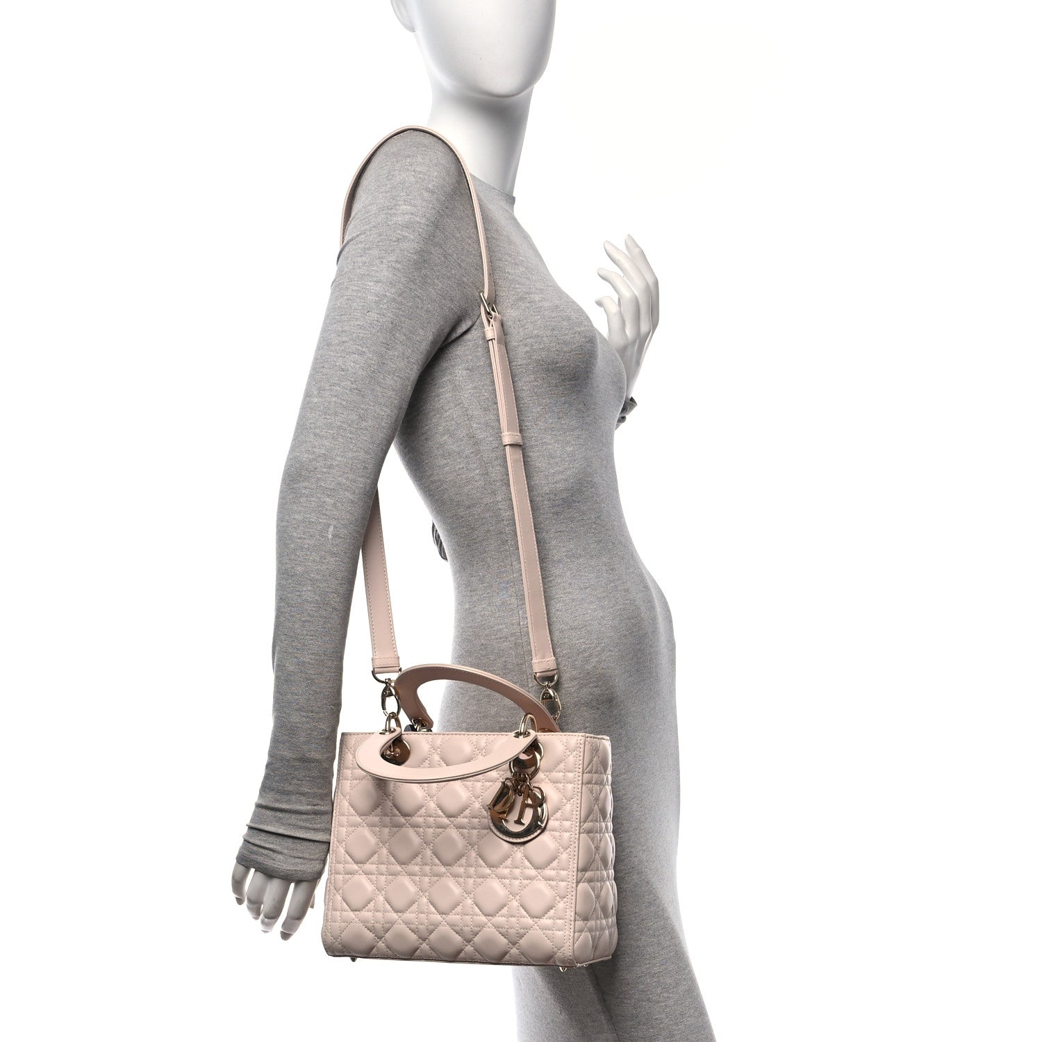 Christian Dior Lambskin Cannage Medium Lady Dior Light Pink 2 of 10