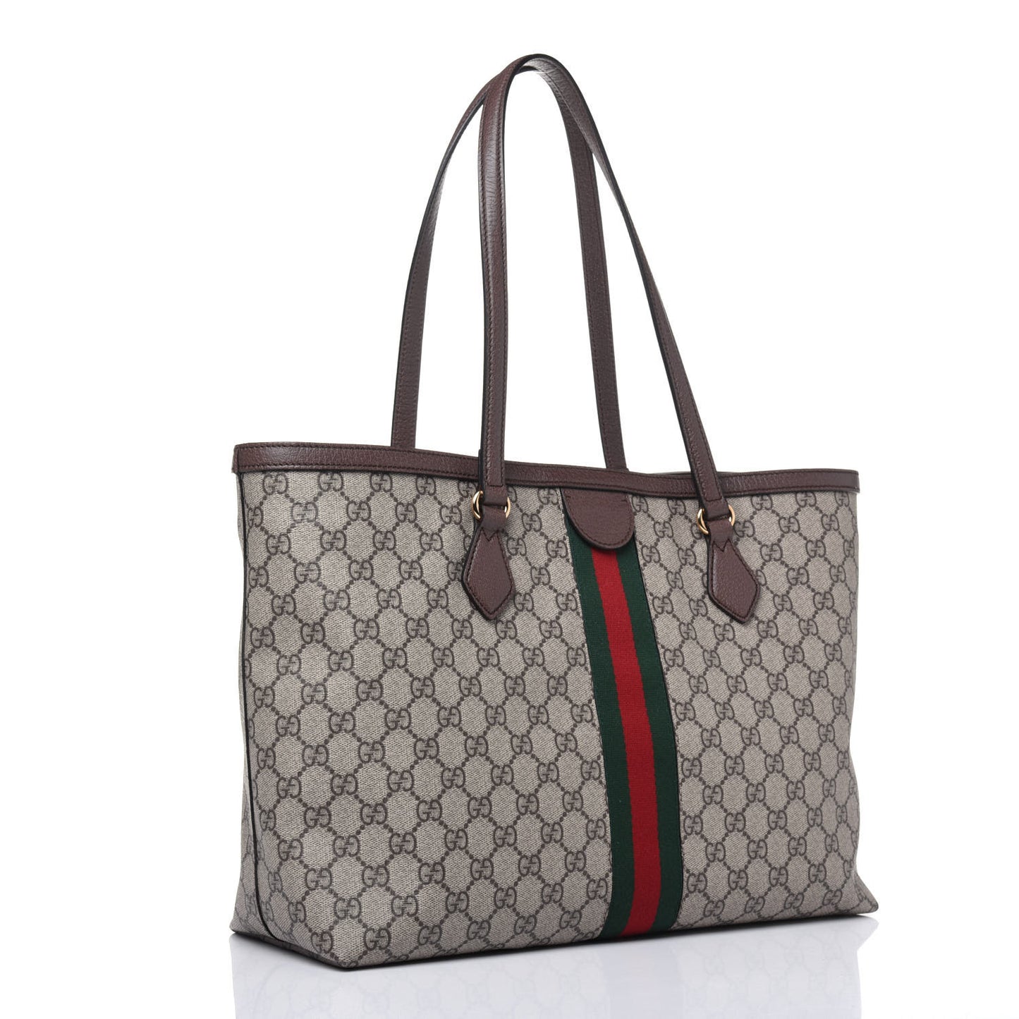 GG Supreme Monogram Medium Ophidia Shopping Tote Brown