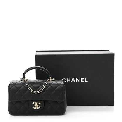 Chanel Lambskin Quilted Mini Top Handle Rectangular Flap Black 11 of 11