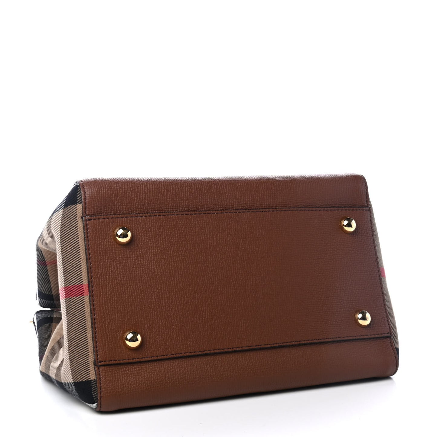 Grainy Calfskin House Check Small Canterbury Tote Tan