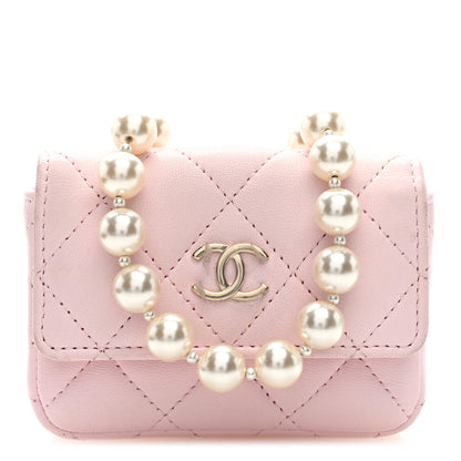 Chanel Lambskin Quilted Pearl Chain Belt Bag Light Pink 1 of 10