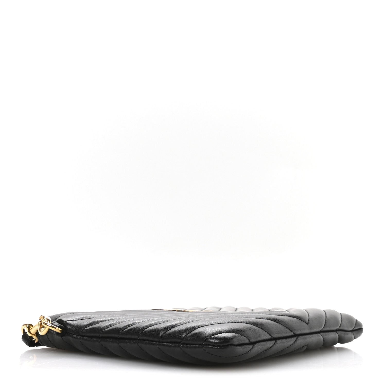 Saint Laurent Calfskin Matelasse Chevron Monogram A5 Wristlet Black 4 of 7