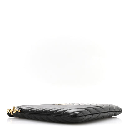 Saint Laurent Calfskin Matelasse Chevron Monogram A5 Wristlet Black 4 of 7