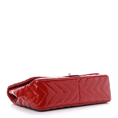 Chanel Patent Chevron Quilted Jumbo Single Flap Red 4 of 12